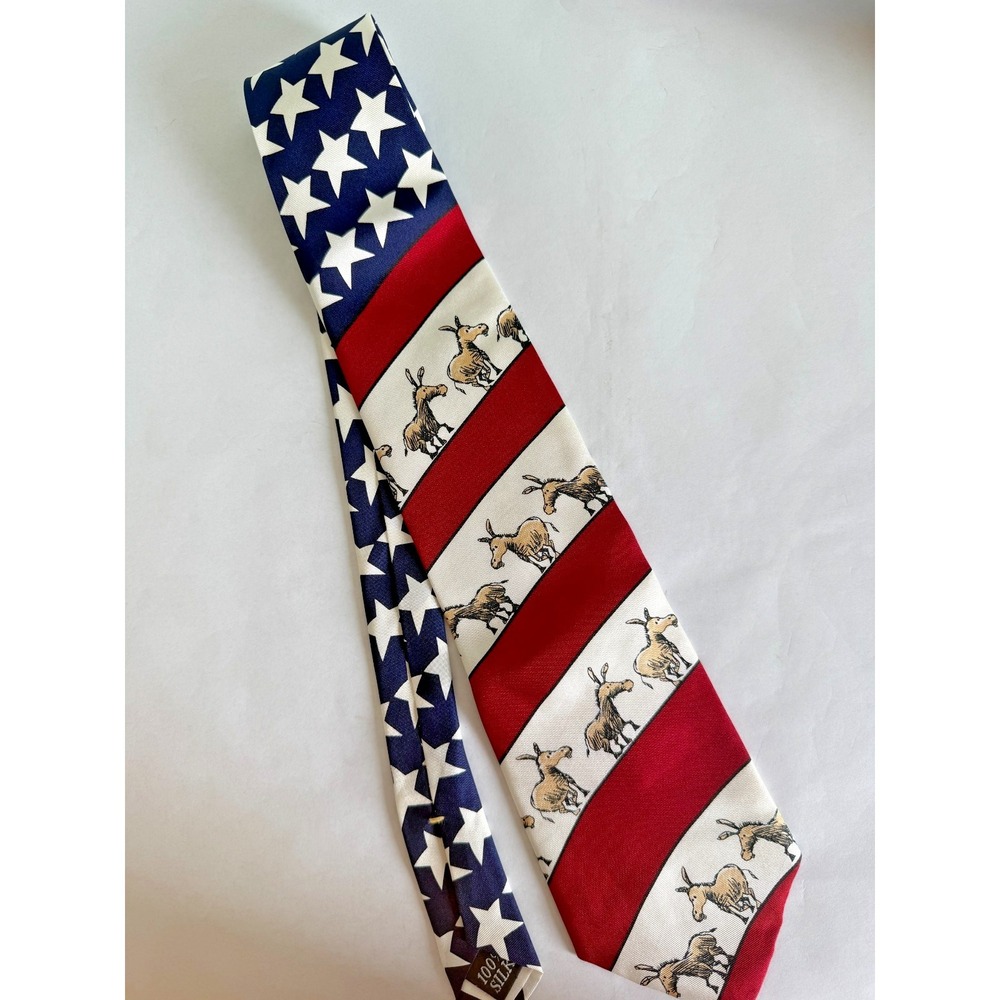 Vintage Democratic Donkey Tie Mike Luckovich Design 1996 Political USA Silk